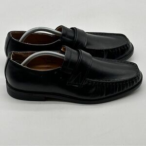 Haband Executive Division Black Leather Manmade Bottom Loafer Dress Shoe 10 D